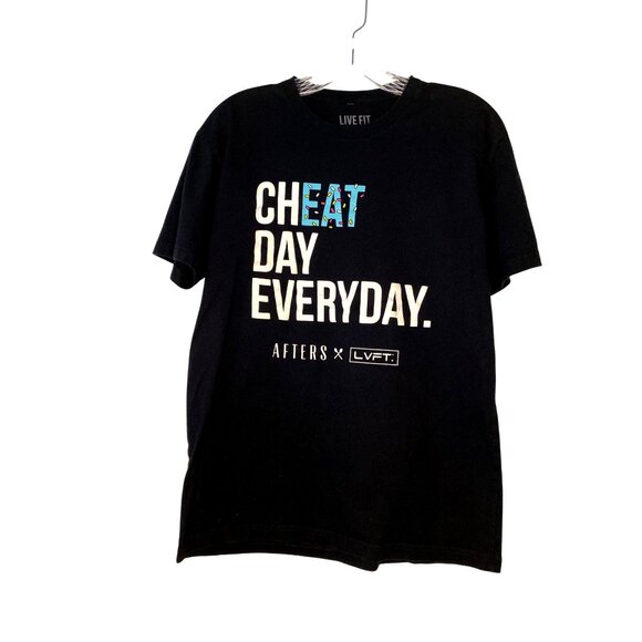 Live Fit Tops - Live Fit "Cheat Day Everyday" Black T-Shirt Medium 100% Cotton USA